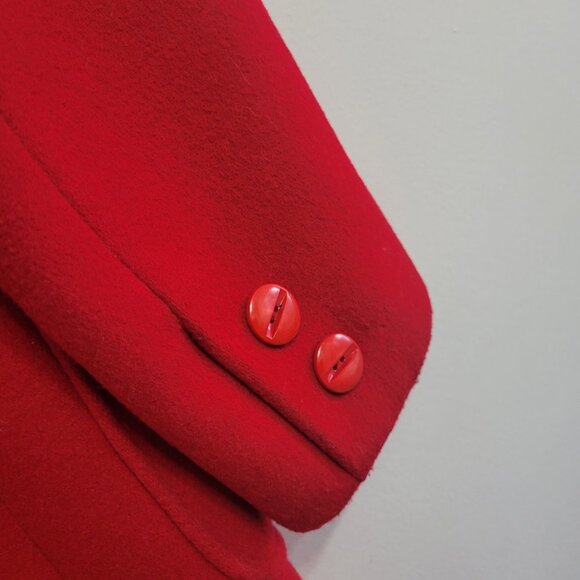 Red Wool Blend Raffinati fitted Maxi Coat long - Picture 4 of 11